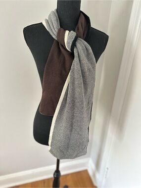 Echo‎ Design Wool/ Cashmere Blend Gray/ Brown Double Sided Mens Winter scarf.